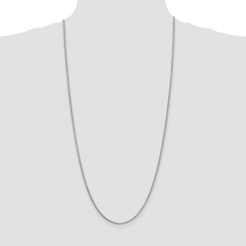 14K White Gold 26 inch 1.9mm Box with Lobster Clasp Chain