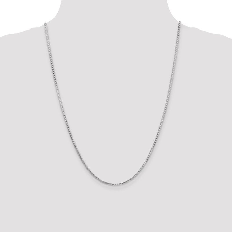 14K White Gold 26 inch 1.9mm Box with Lobster Clasp Chain