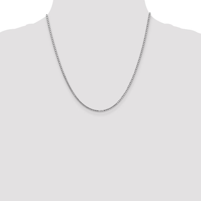 14K White Gold 26 inch 1.9mm Box with Lobster Clasp Chain