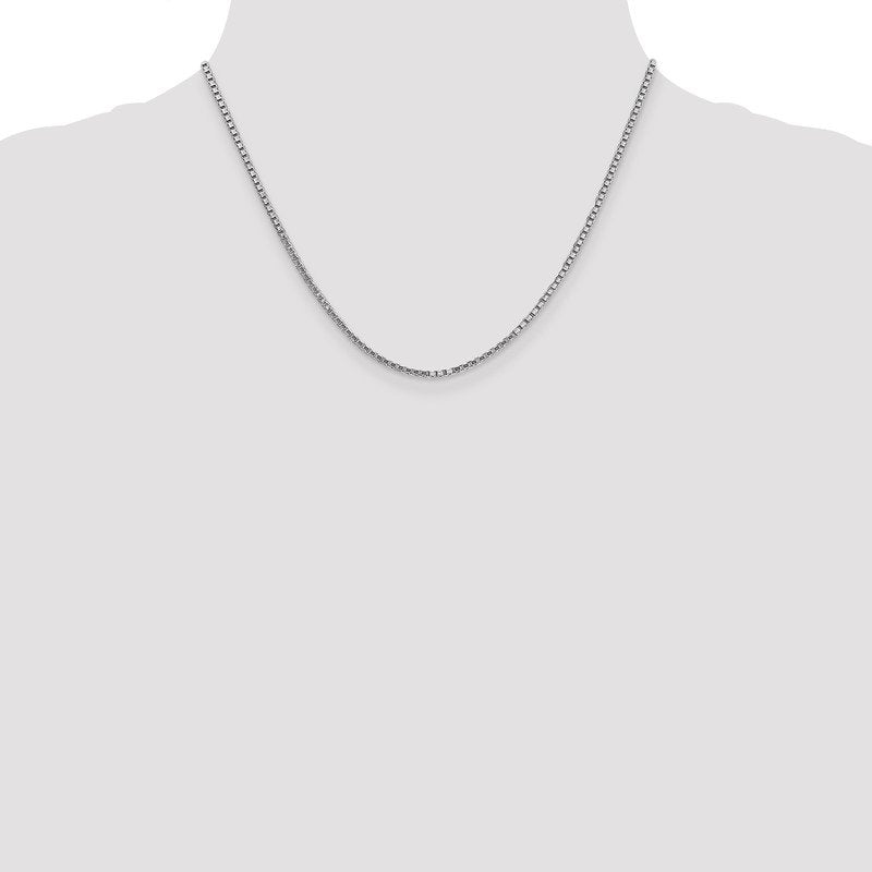 14K White Gold 26 inch 1.9mm Box with Lobster Clasp Chain