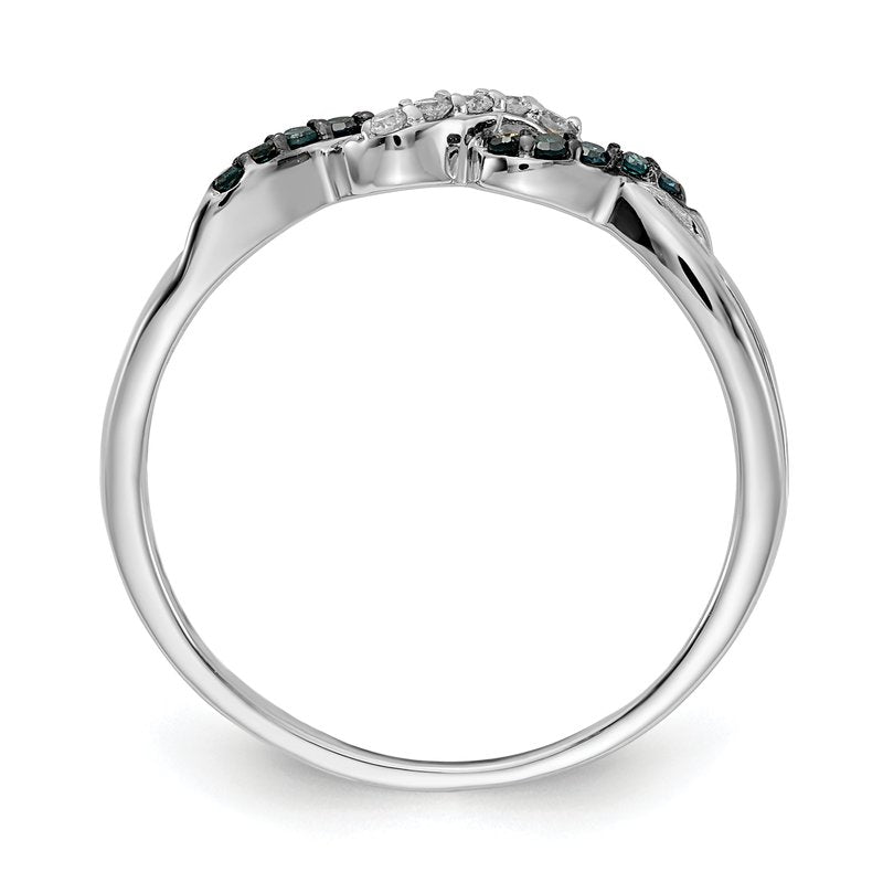 14k White Gold w/ Blue and White Diamond Twist Ring