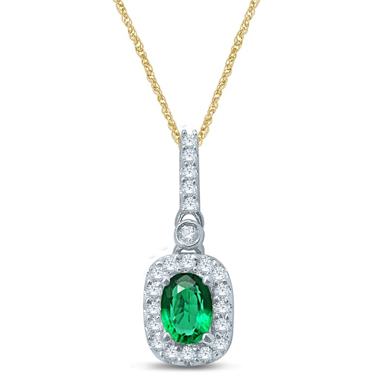 14K  0.16Ct Diamond  Emerald  Pendant