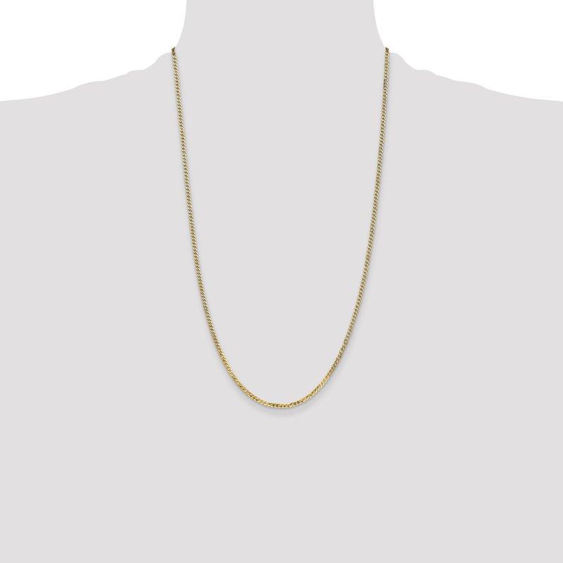 14K 10 inch 2.2mm Flat Beveled Curb with Lobster Clasp Anket