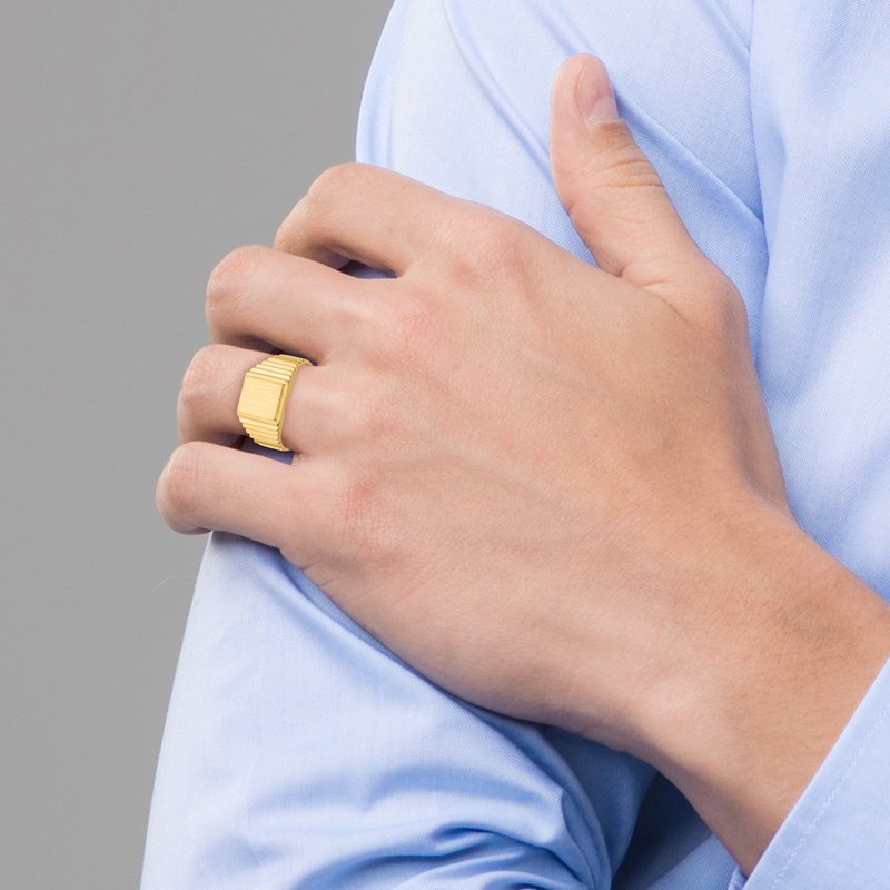 14k 8.5x10.0mm Open Back Mens Signet Ring