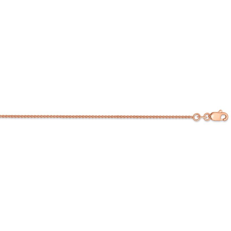 14K Rose Gold 10 inch 1mm Solid Polished Spiga with Lobster Clasp Anklet