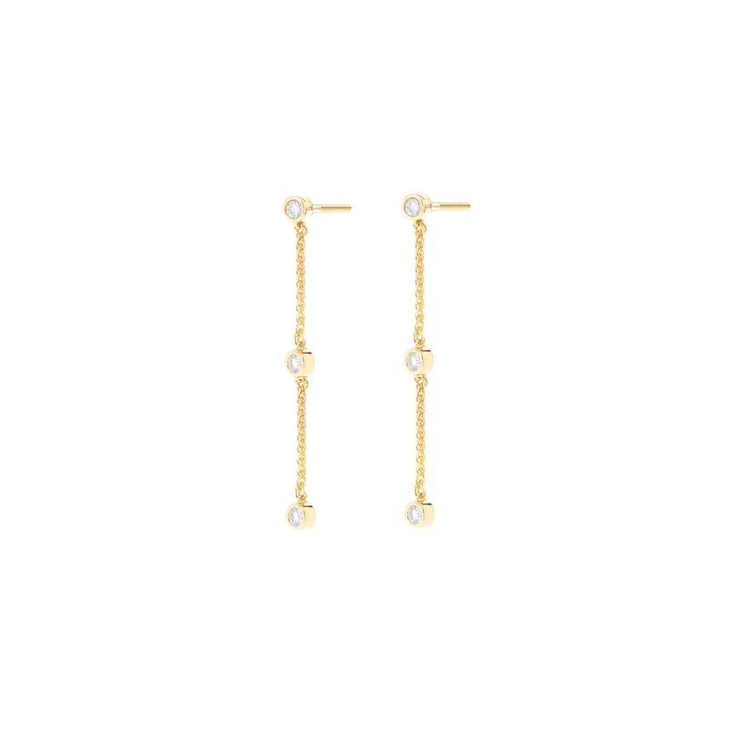 Dangling Bezel Set Earrings 14K