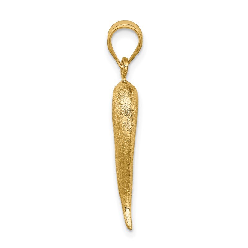 14K Brushed 3-D Italian Horn Pendant