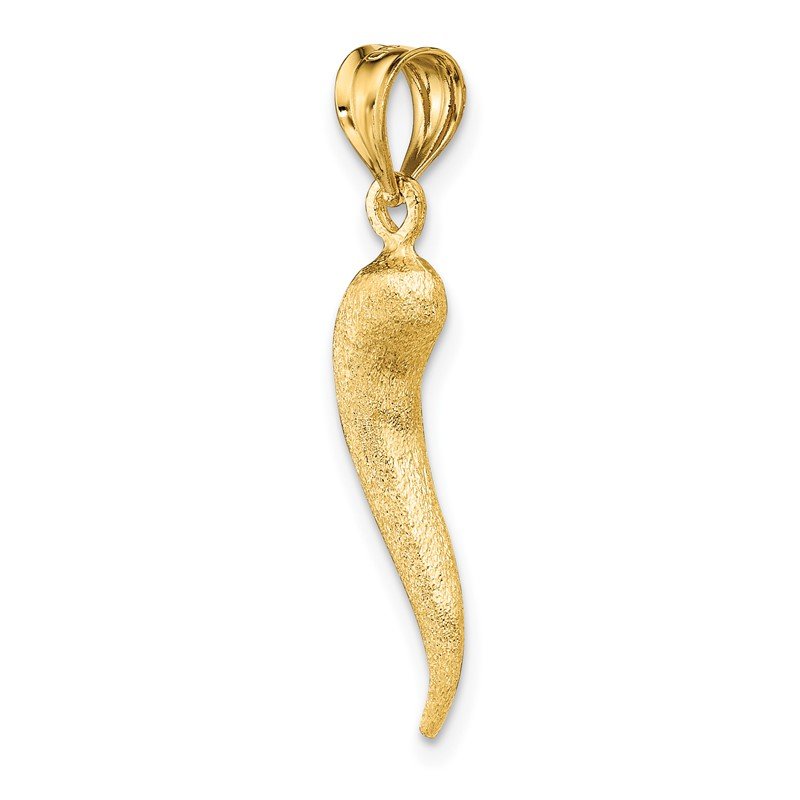 14K Brushed 3-D Italian Horn Pendant