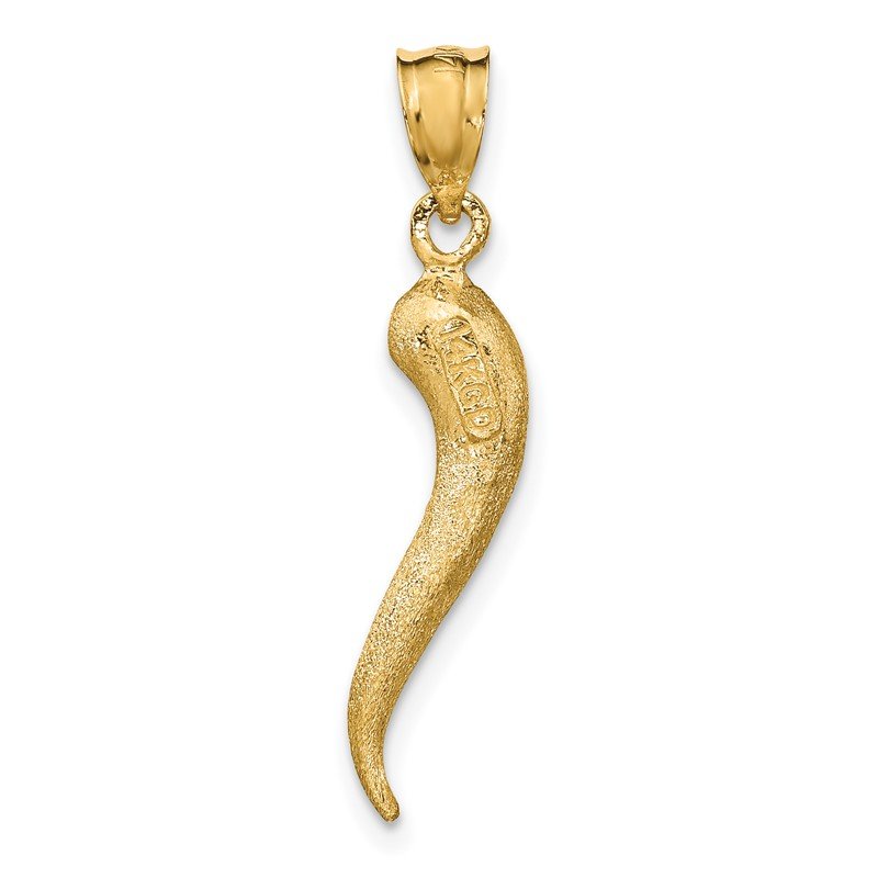 14K Brushed 3-D Italian Horn Pendant