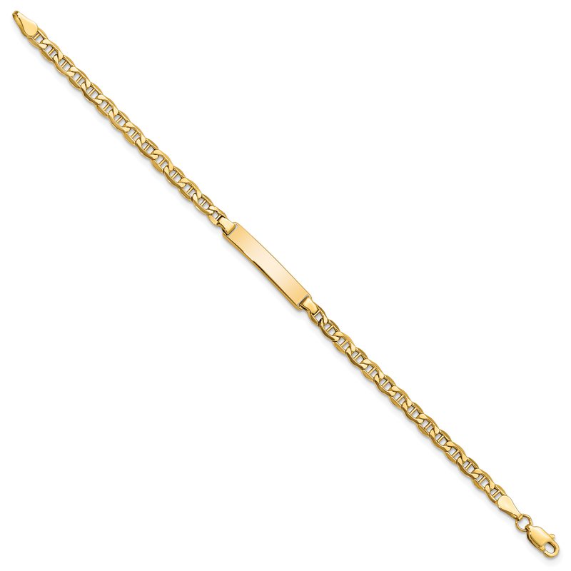 14k Polished Semi-Solid Chain/Solid Plate Anchor Link 23.3x4.5mm Plate 6 inch Baby/Child ID Bracelet