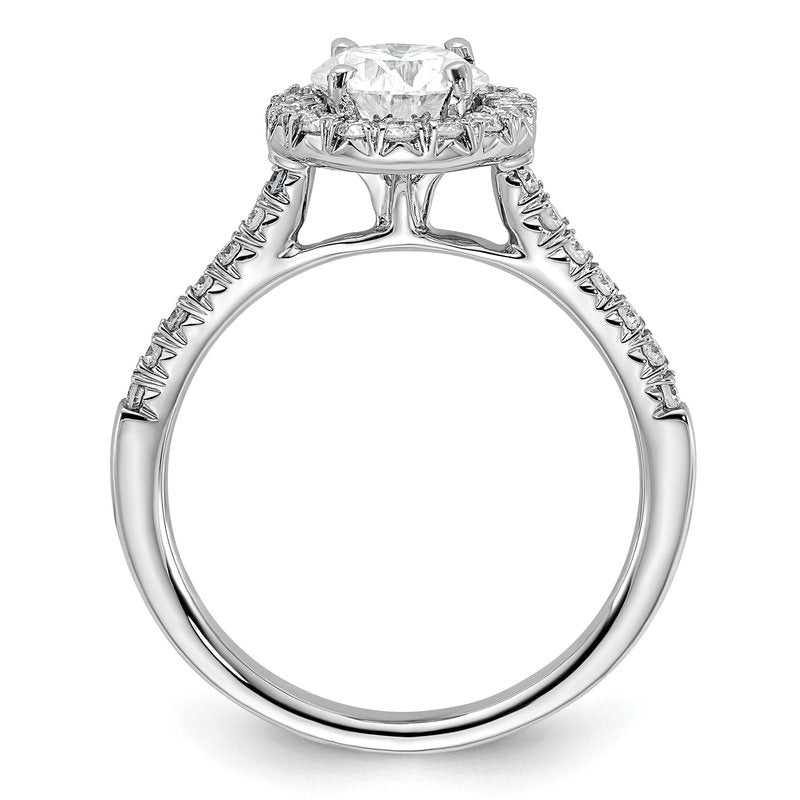 14K White Gold 1/4 carat Lab Grown Diamond VS+ F+ Semi-Mount Round Halo Engagement Ring