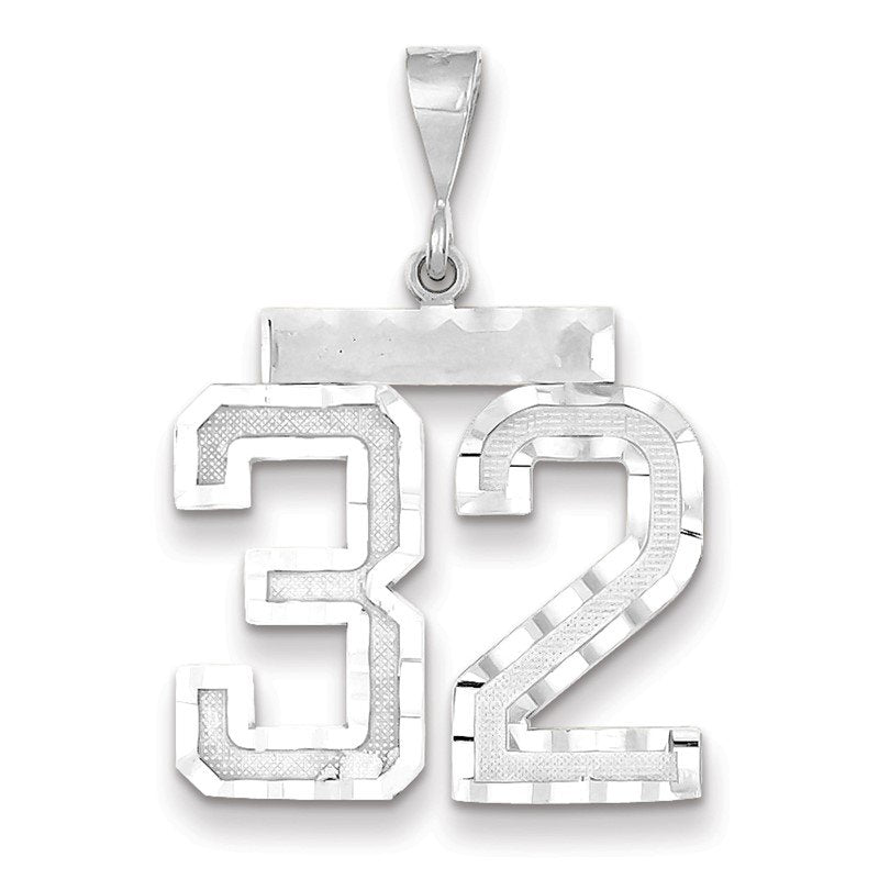14kw Large Brushed Diamond-cut Number 32 Charm
