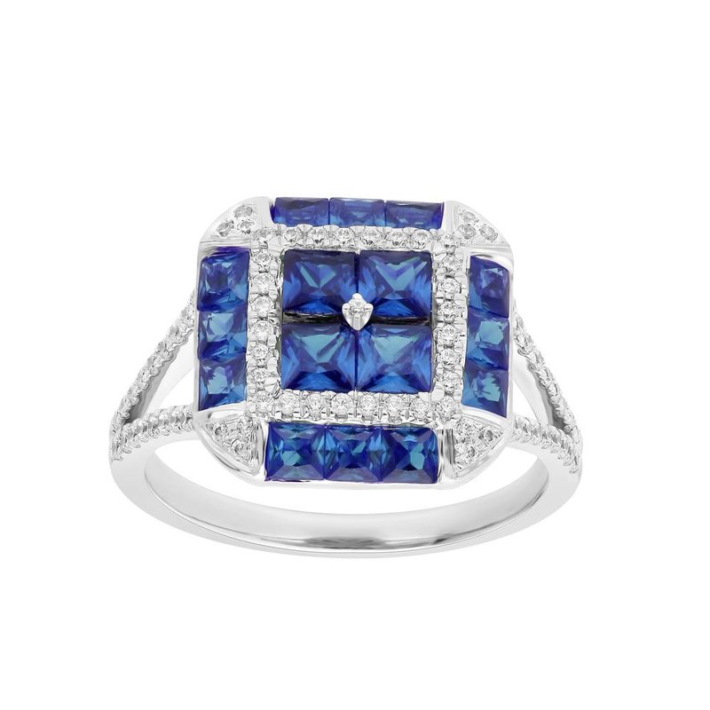 14K 0.34Ct Diamond Sapphire  Ring