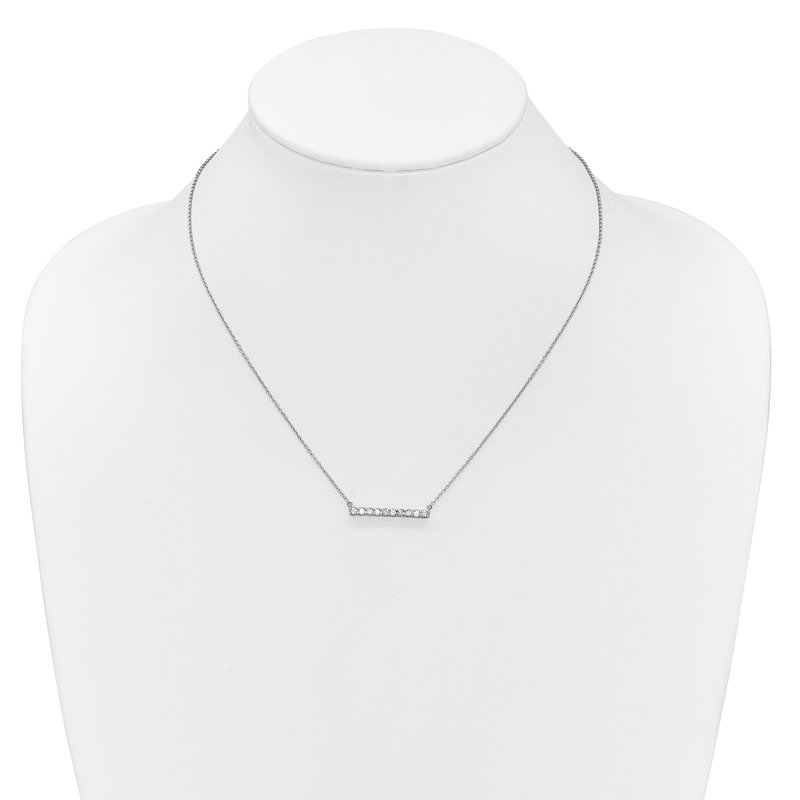 14k White Gold 1/10 carat Diamond Bar 18 inch Necklace