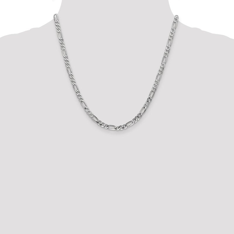 14K White Gold 26 inch 4.5mm Flat Figaro with Lobster Clasp Chain