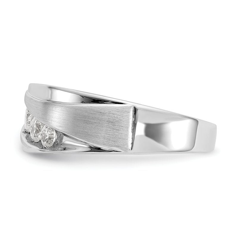 14K White Gold Men's 1/2 carat Lab Grown Diamond VS/SI  D E F  Brushed and Polished Band
