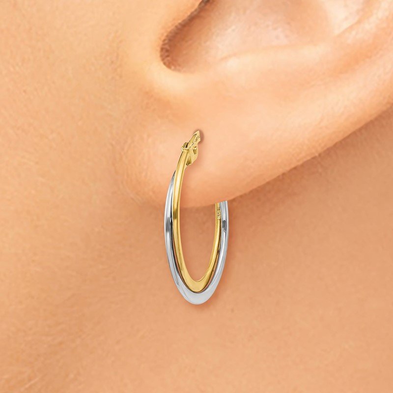 14K Two-Tone Polished Hoop Earrings
