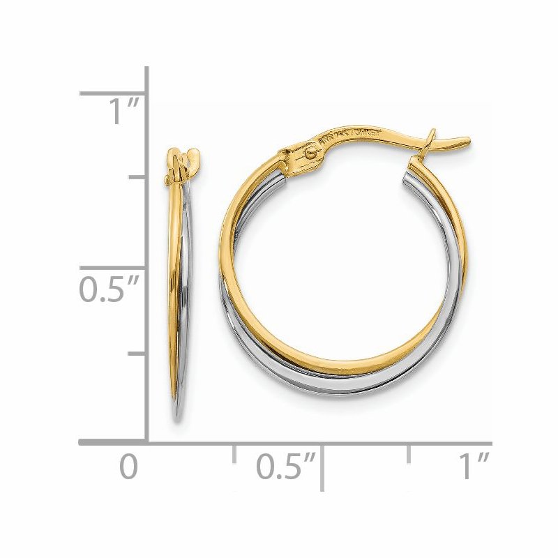 14K Two-Tone Polished Hoop Earrings