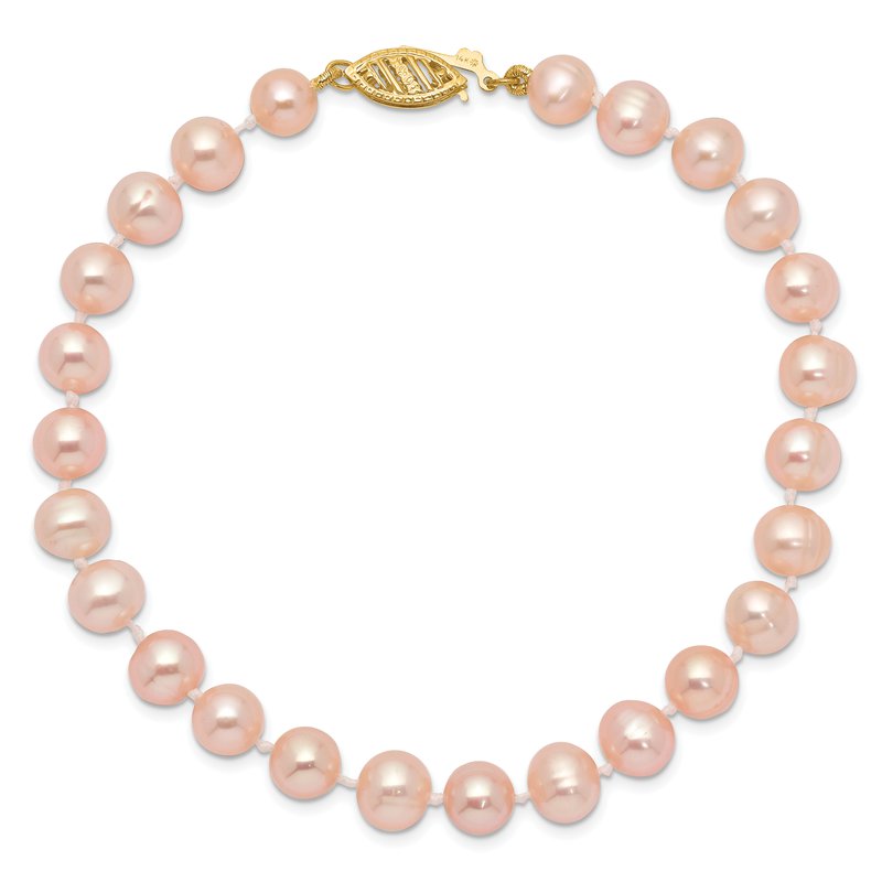14k 6-7mm Pink Near-Round Freshwater Cultured Pearl 16 inch Necklace