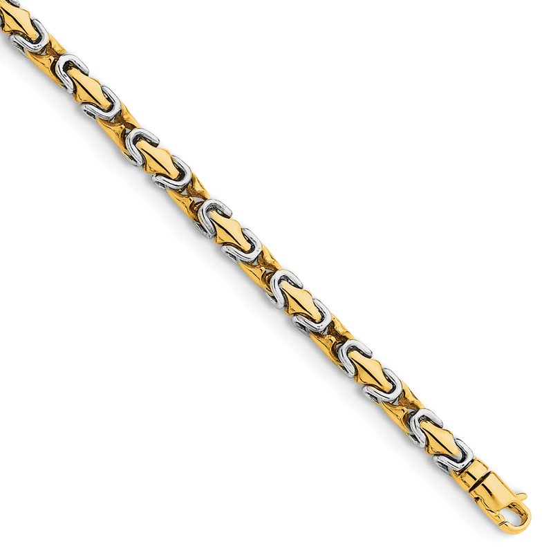 14K Two-tone 18 inch 4.2mm Hand Polished Fancy Link with Lobster Clasp Chain