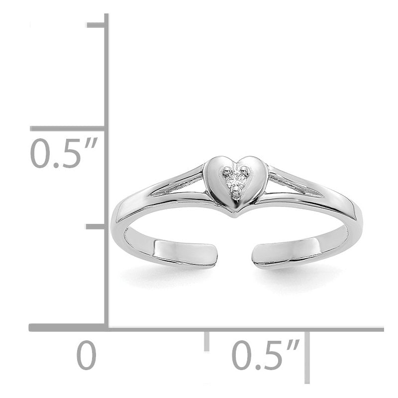 14k White Gold .01ct Diamond Heart Toe Ring