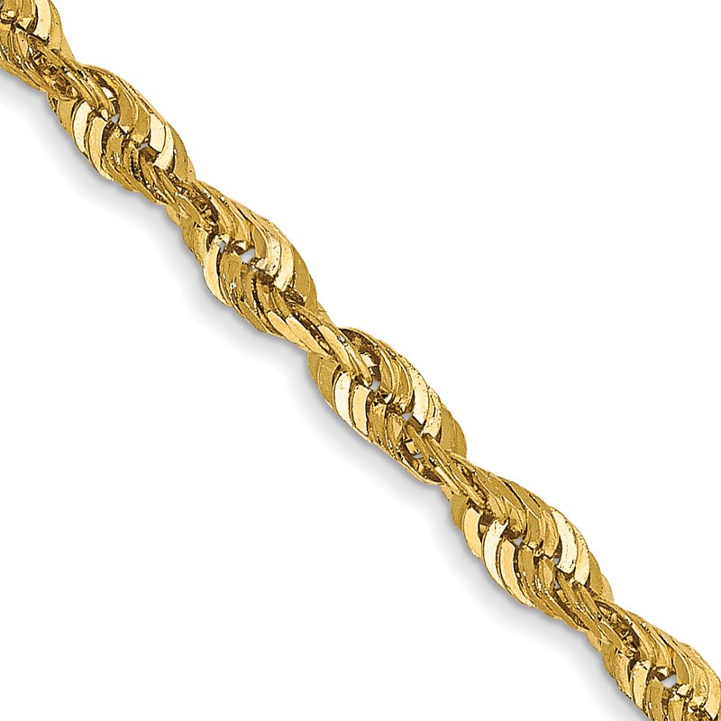 14K 10 inch 2.5mm Ultra Diamond-cut Rope with Lobster Clasp Anklet
