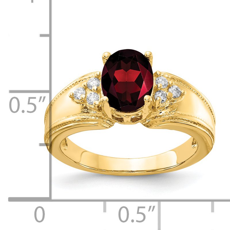 14k 8x6mm Oval Garnet VS Diamond ring