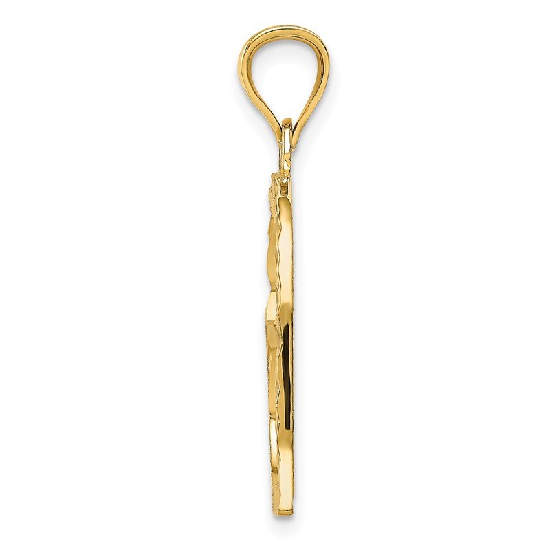 14K Satin Diamond-cut Reversible Heart Pendant