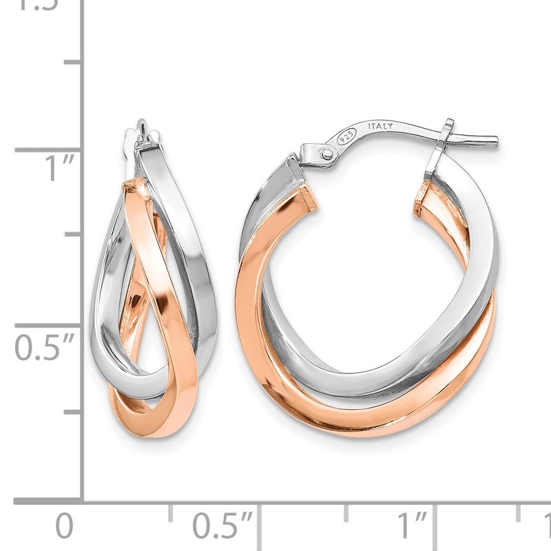 Sterling Silver Rose-tone Polished Hoop Earrings