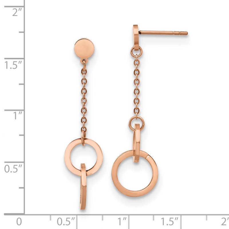 Stainless Steel Polished Rose IP-plated Post Dangle Earrings