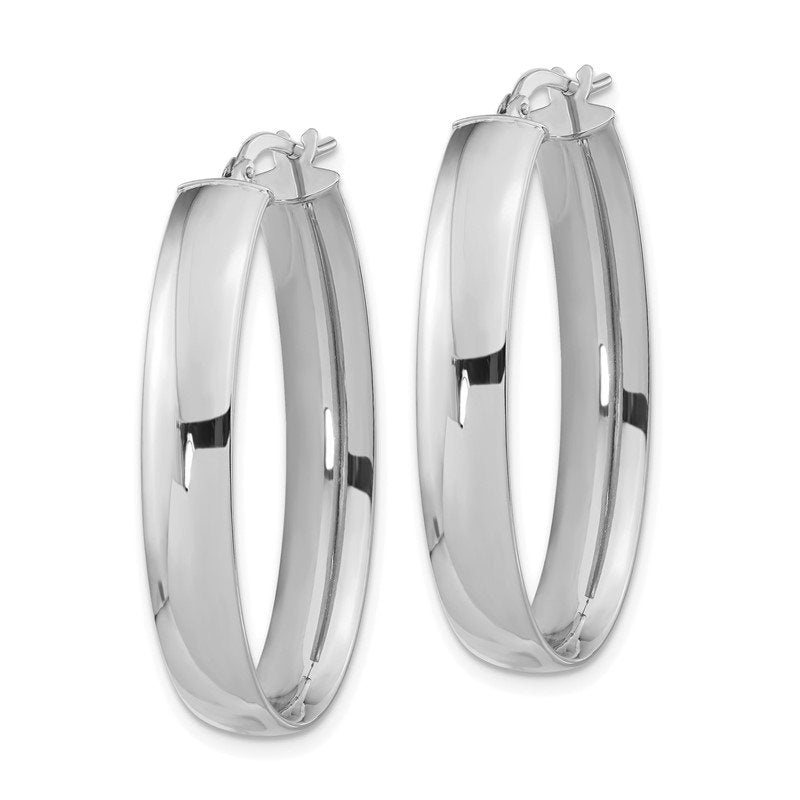 14k White Gold Oval Hoop Earrings