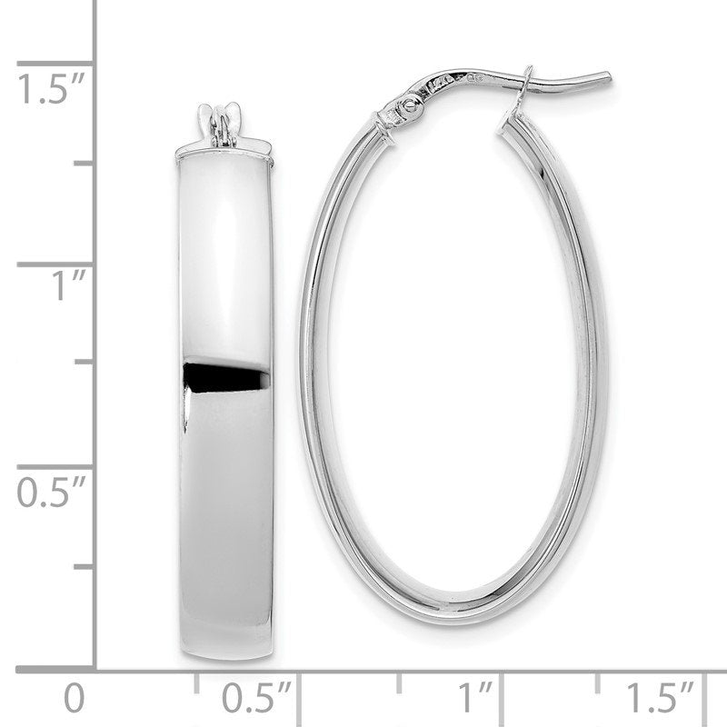 14k White Gold Oval Hoop Earrings
