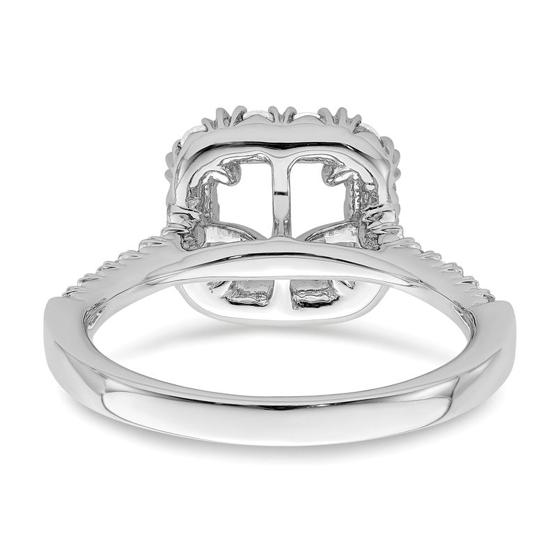 14K White Gold 1/2 carat Lab Grown Diamond VS+ F+ Semi-Mount Asscher Halo Engagement Ring