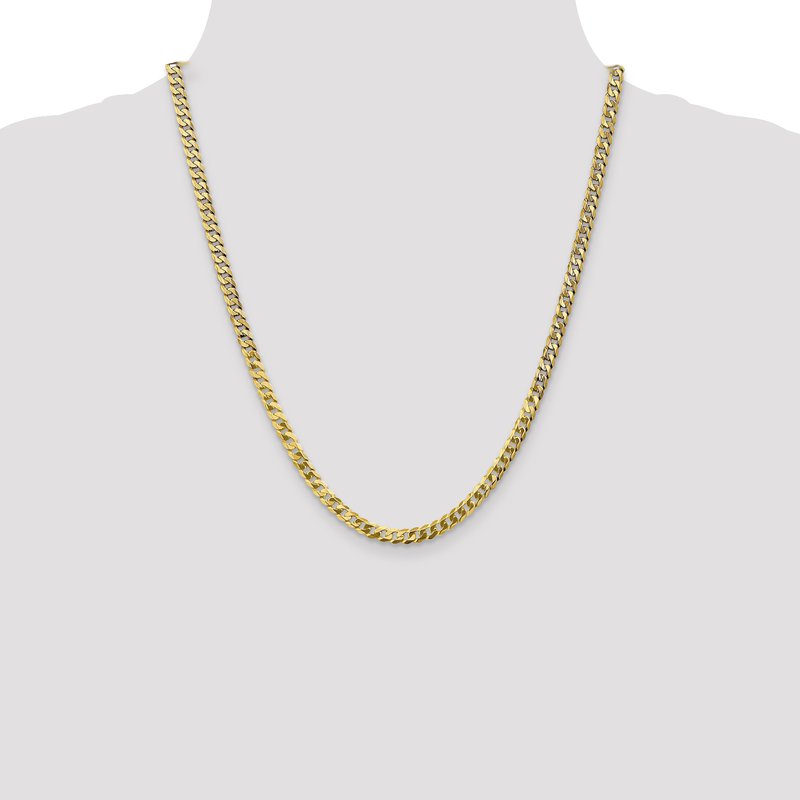 14K 26 inch 4.75mm Flat Beveled Curb with Lobster Clasp Chain