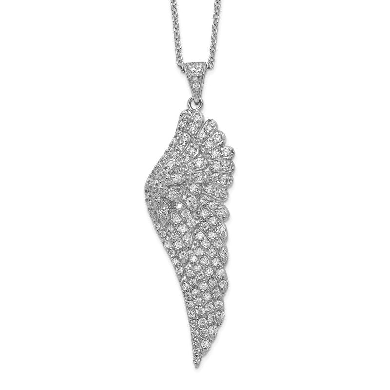 Sterling Silver Rhodium-plated Brilliant-cut CZ Angel Wing 18 Inch Necklace