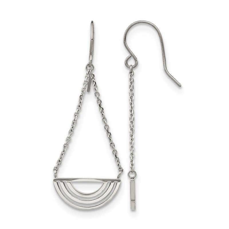 Stainless Steel Polished Dangle Shepherd Hook Earrings