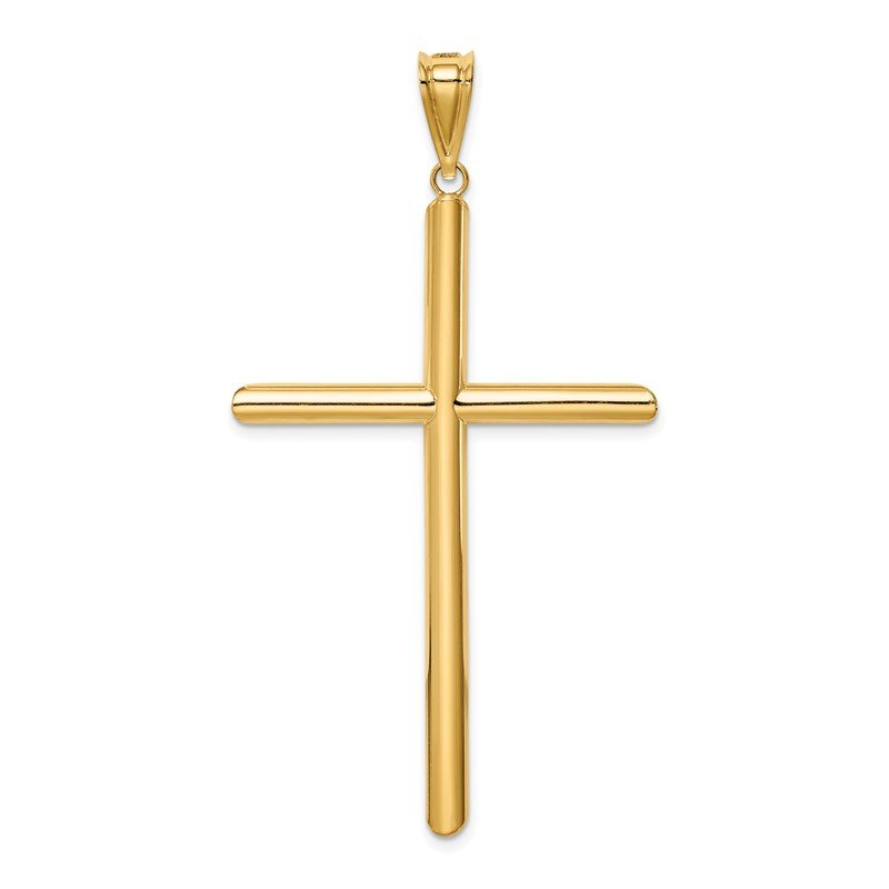 14k Large Polished Tube Cross Pendant