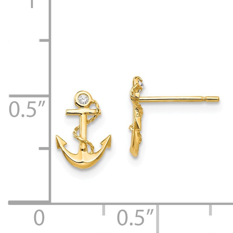 14k Madi K CZ Children's Anchor Post Earrings