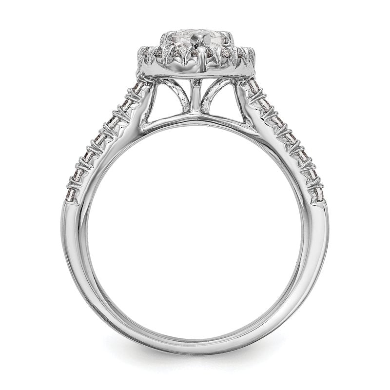 14K White Gold 1/3 carat Lab Grown Diamond VS+ F+ Semi-Mount Marquise Halo Engagement Ring