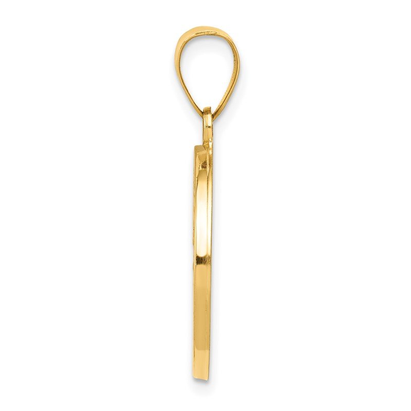 14k Polished and Satin Hollow St. Christopher Medal Round Pendant