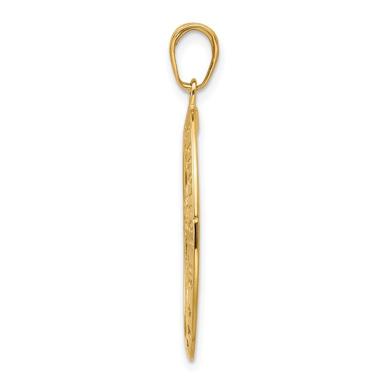 14k Polished Solid Saint Christopher Medal Oval Pendant