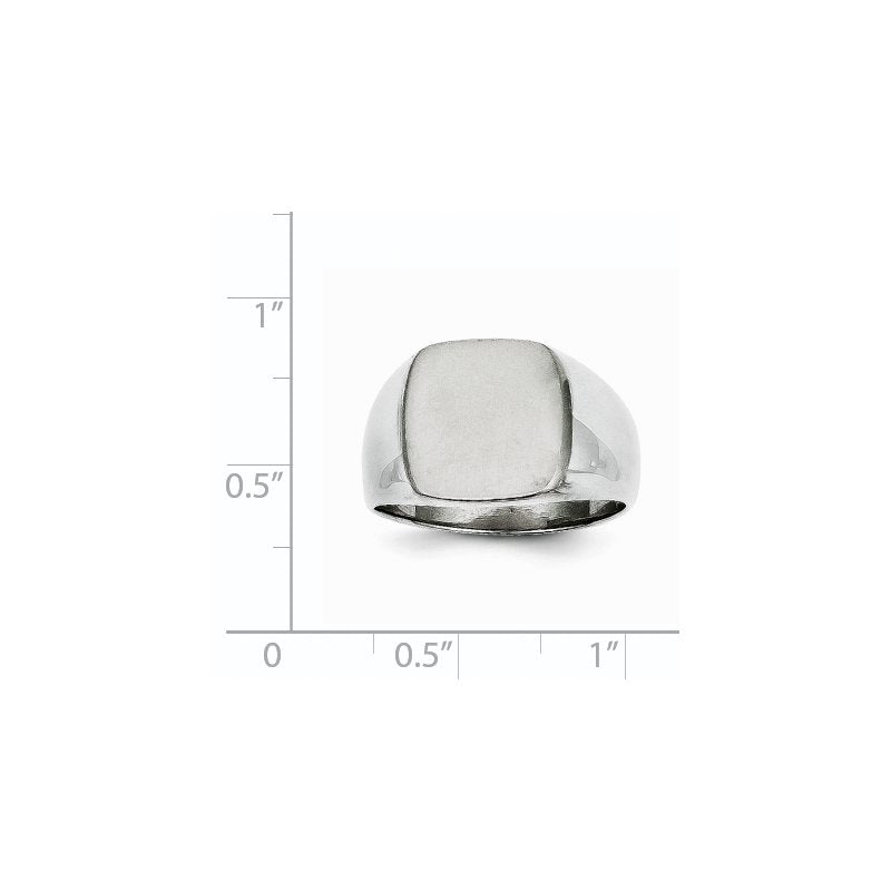 14k White Gold 12.5x12.5mm Closed Back Signet Ring
