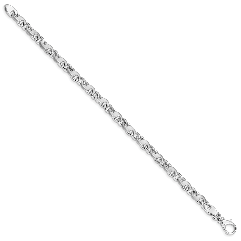 14K White Gold 18 inch 5.4mm Hand Polished and Satin Fancy S-Link with Fancy Lobster Clasp Chain