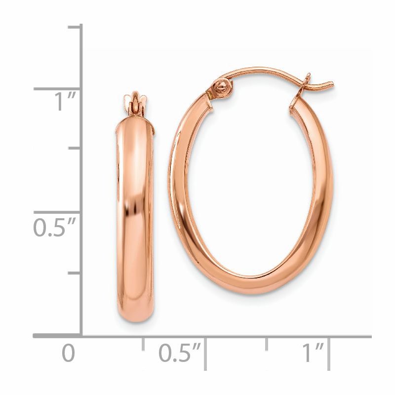 14k Rose Gold Polished Half-Round Oval Hoop Earrings