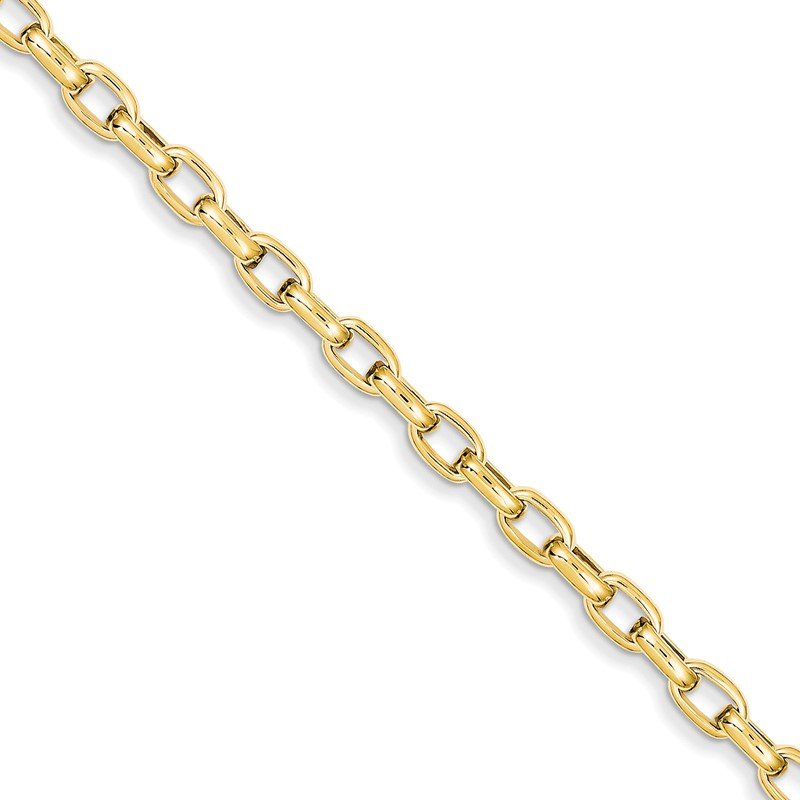 14K 7.25 inch 5mm Hand Polished Fancy Link with Lobster Clasp Bracelet