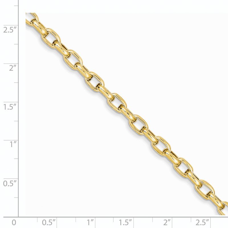 14K 7.25 inch 5mm Hand Polished Fancy Link with Lobster Clasp Bracelet