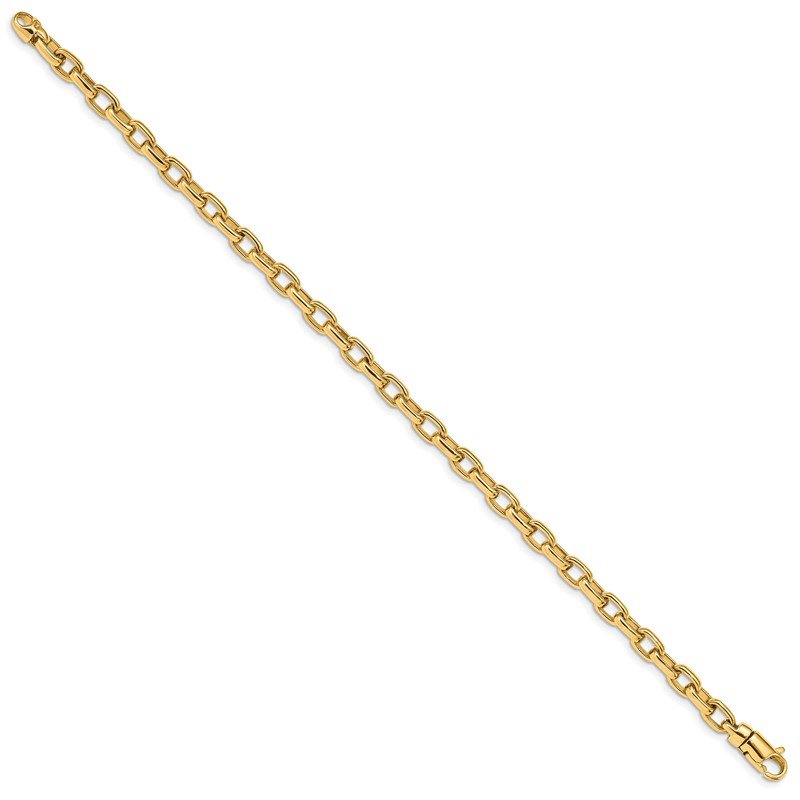 14K 7.25 inch 5mm Hand Polished Fancy Link with Lobster Clasp Bracelet