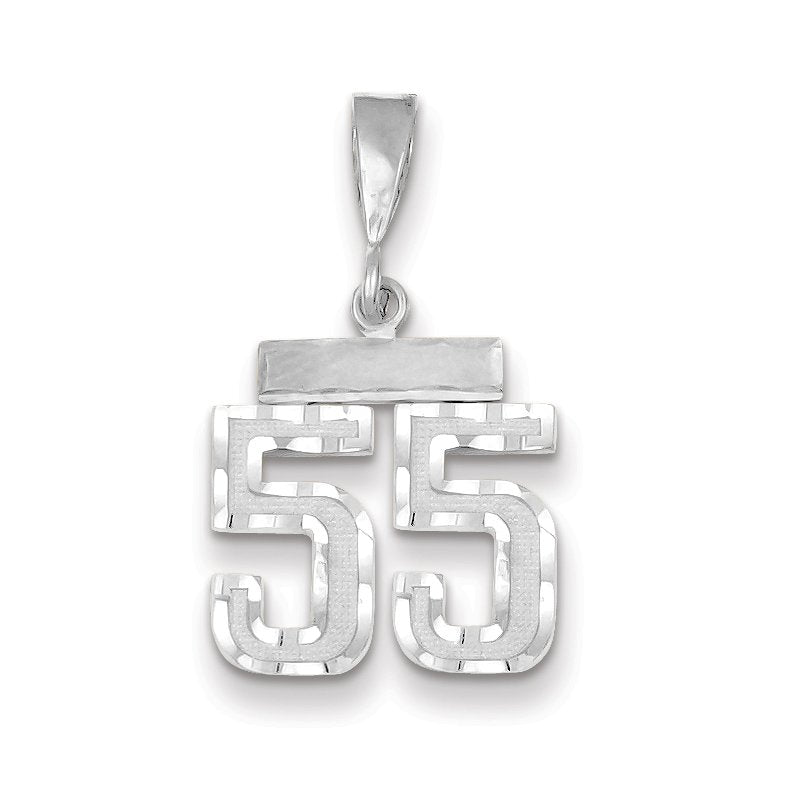 14kw Small Brushed Diamond-cut Number 55 Charm