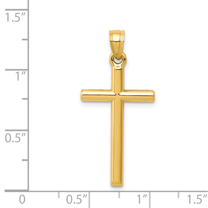 14k Polished Hollow Cross Pendant