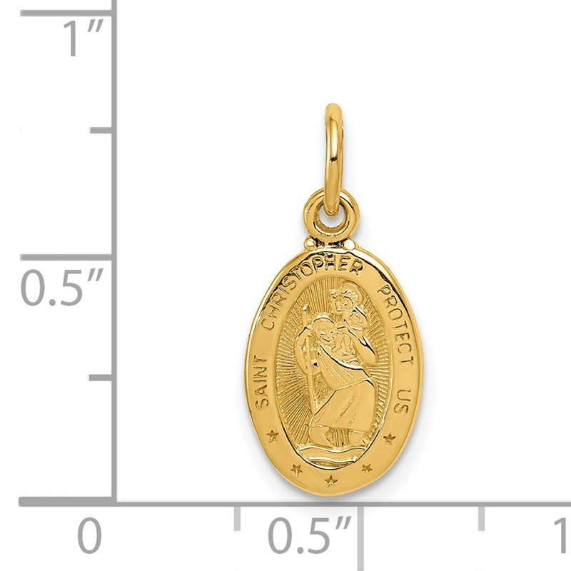 14k Polished Small Saint Christopher Medal Oval Charm